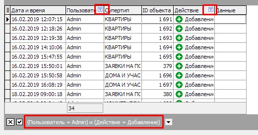 Статистика, аудит действий пользователя в программе Квартал ПРО